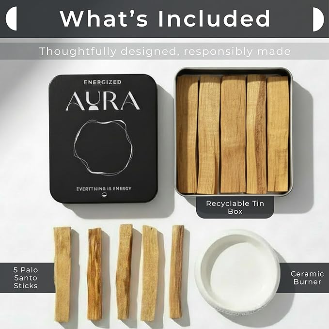5 Palo Santo Sticks with White Holder (White)