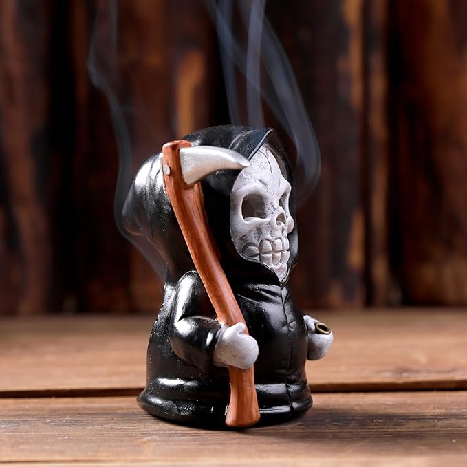 Grim Reaper Incense Holder for Sticks, Halloween Incense Cone Burner Ornaments, Cute Incense Holder, Resin Incense Stick Burner, Ideal for use in Meditation, Incense Smokers and Decoration