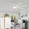 80 Inch Ceiling Fans with Lights and Remote, Bedroom Living Room Office Library Cafe Outdoor Industrial, 5CCT Dimmable, Dual Color 8 Blades, 6 Speed Reversible Quiet DC Motor, White/Wood Grain