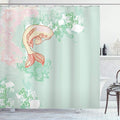 Ambesonne Japanese Shower Curtain, Pastel Colors Folk Koi Longfin Gurnard Fish Swimming Pale Complex Sea Backdrop Asian Art Image, Cloth Fabric Bathroom Set with Hooks, 69" W x 70" L, Pale Green Pink