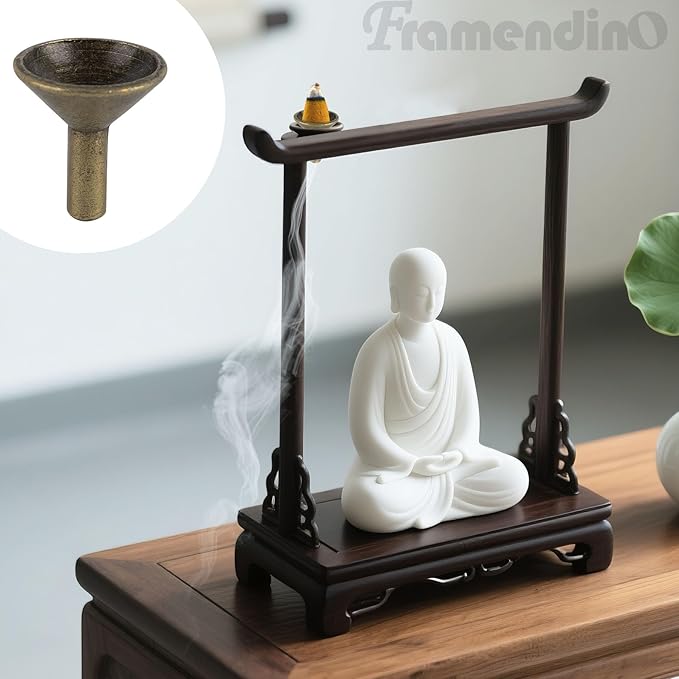 Framendino, 12 Pack Metal Backflow Cone Incense Burner Incent Stand Holder