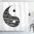 Ambesonne Ying Yang Shower Curtain, Sketch Style Yin Yang Pattern Active and Passive Power of Cosmos Theme, Cloth Fabric Bathroom Decor Set with Hooks, 69" W x 84" L, White Black