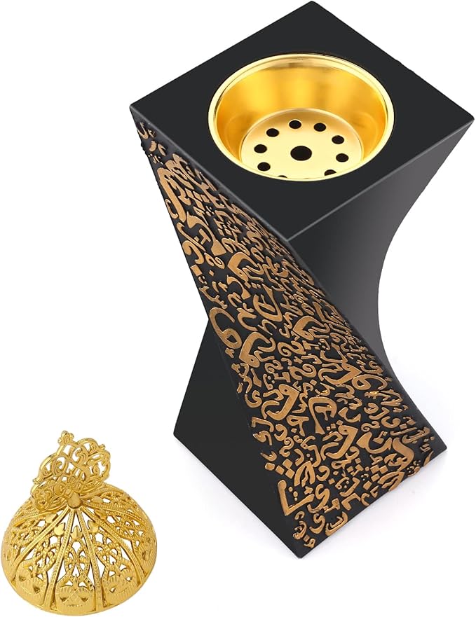 TERSCHELLING, Resin Incense Burner Bakhoor Incense Burner Charcoal Incense Burner Yoga Spa Aromatherapy Office Home Decor Black