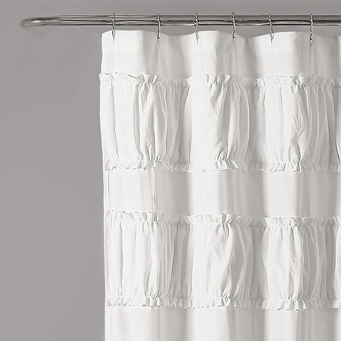 Lush Decor Nova Ruffle Shower Curtain, 72" x 72", White