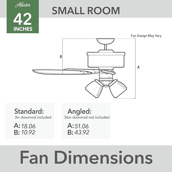 Hunter Builder, Indoor, Ceiling Fan, with LED Lights, 42 inch, Snow White