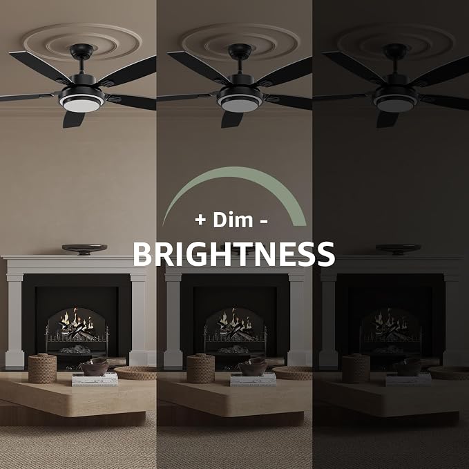 Ceiling Fans with Lights and Remote Control, 52 Inch Black Ceiling Fan for Bedroom Living Room and Patio, Medium Modern Black Ceiling Fan for Indoor and Outdoor