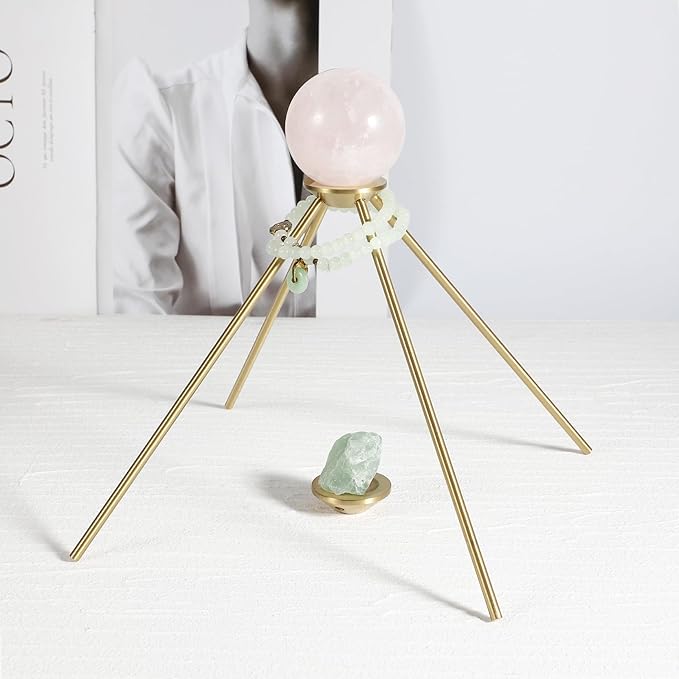 Incense Detachable Brass Pyramid Stand with Cotton Grid Cloth｜Crystal & Jewelry Display｜Smudging Purification｜Anti-Tarnish｜Holds 3KG (Standard, Brass Pyramid Stand)