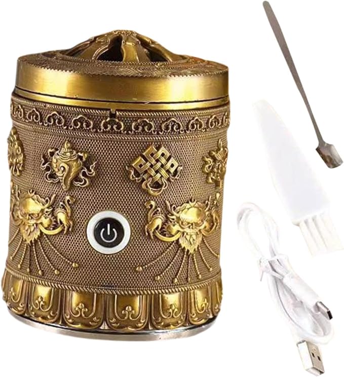 Generic Alloy Incense Burner Incense Holder Quick Heating Portable New Year Gift Decor Accessories Ornament for Bedroom Tea Table, Bronze
