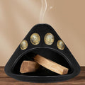Palo Santo Holder, Palo Santo Burner for Cedar, Sage Burning, Mountain Modeling Smudge Bowl Fireplace Chimney Smudge Bowl for Yoga, Meditation and Energy Cleansing Aromatic Home(Black Gold)