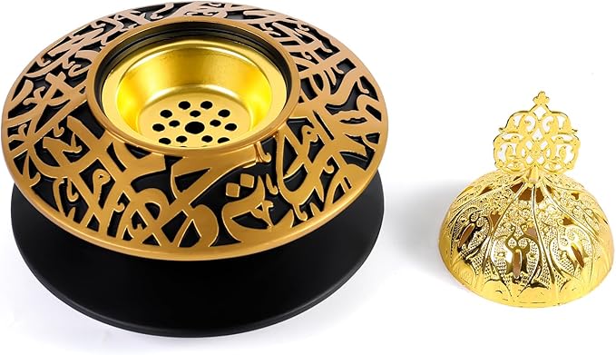 TERSCHELLING Frankincense Resin Incense Burner, Bakhoor Incense Burner, Portable Charcoal Incense Burner - For Office and Home Decor (With Lid)