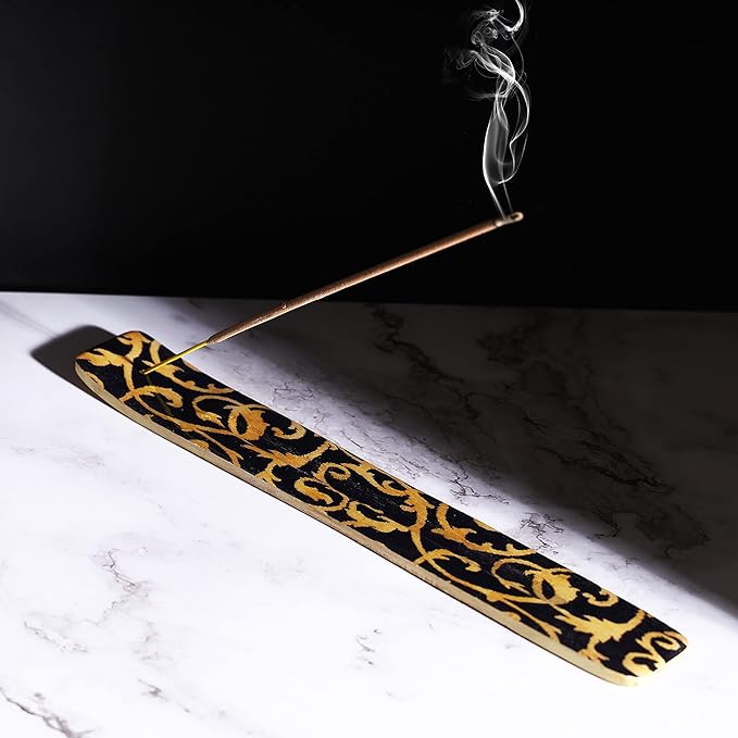 Bless-International Traditional-Handmade-Burner Wooden-Incense-Stick-Holder Ash-Catcher-Stand for-Aromatherapy-Meditation-Yoga (Beautiful Mind) 10 Inches, Pack of 1