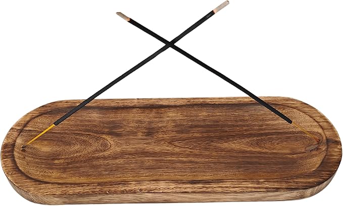 VANIYA CRAFTS® Wooden Handmade Tree of Life Boat Shape Incense Holder Stand Insence Tray for Home Decor Restaurant (11X4, Natural Black) (Burnt)