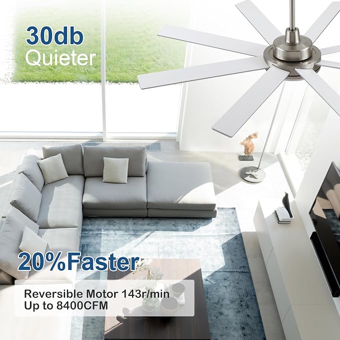 62 Inch Ceiling Fans with Lights and Remote Control, Brushed Nickel | Wooden Blades,Reversible Quiet DC Motor, 6-Speed, 3CCT Dimmable LED, Timer for Living Room, Bedroom, Office