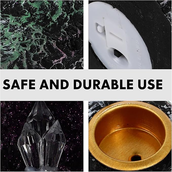 LED Backflow Incense Burner Waterfall Incense Holder Resin Aroma Ornaments Indoor Night Light for Home Office