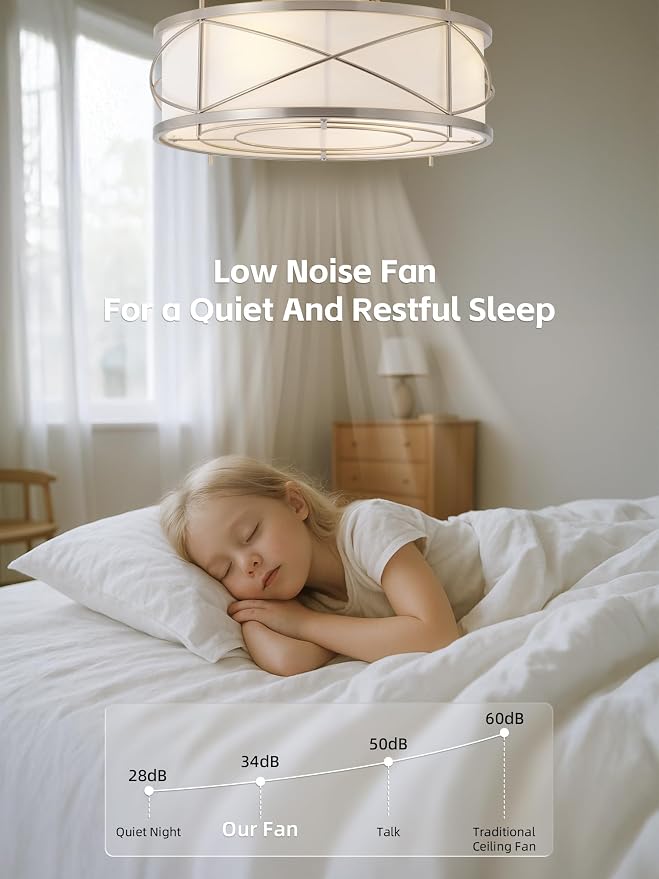 Silver Flush Mount Boho Ceiling Fan with Lights, 20" Caged Rattan Ceiling Fans with Light and Remote, Enclosed with 6 Speeds for Living Room, Bedroom, Nursery