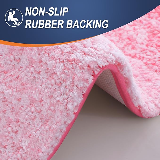 OLANLY Large Bathroom Rugs Mat 40x24, Extra Soft Absorbent Microfiber Bath Rugs, Rubber Backing, Quick Dry, Machine Washable Bath Mats for Bathroom Floor, Tub and Shower, Home Decor Accessories, Pink