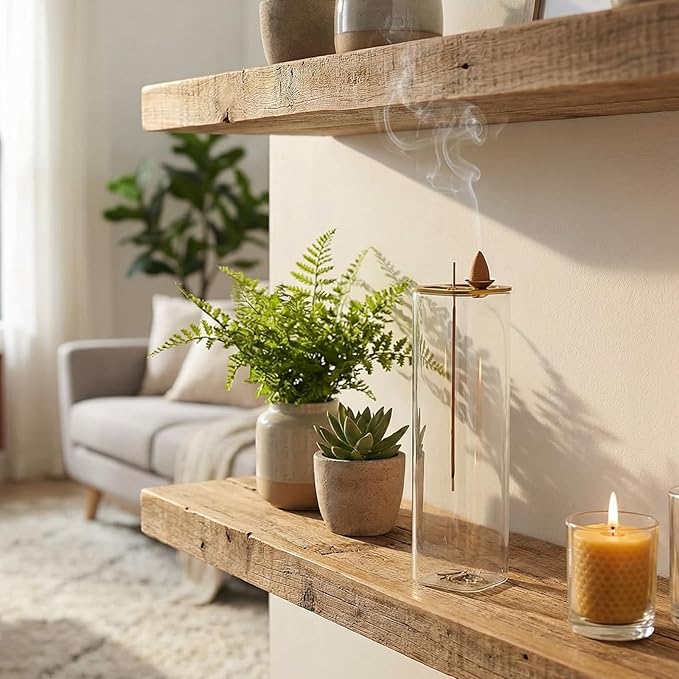 Ceremony Incense Holder, 2 in 1 Incense Burner for Sticks, Ash-Proof Glass Incense Burner for Meditation Yoga Spa Room Decor (2 in 1 Square) Ceremony Incense Holder, 2 in 1