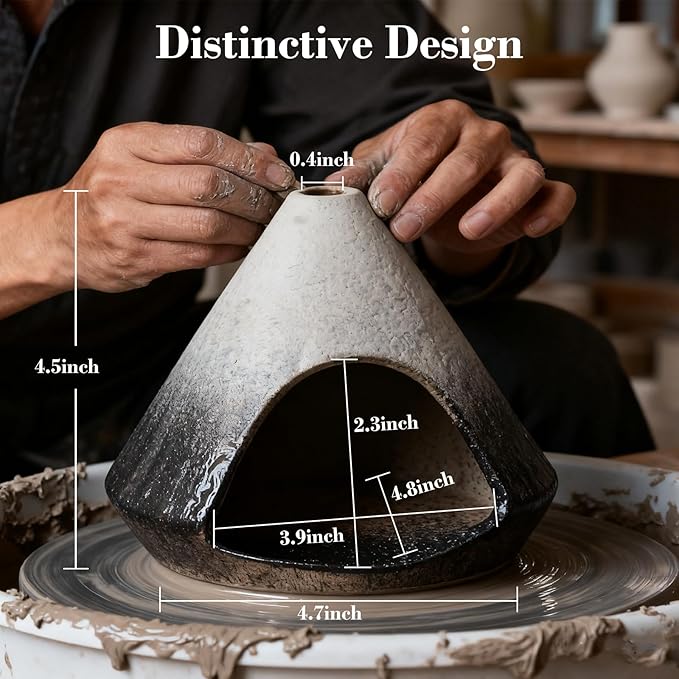 Incense Burner Holder for Palo Santo Sticks,Sage,Cone,Mountain-Inspired Handcrafted Ceramic Ash Catcher Smudge Bowl for Yoga Meditation Energy Cleansing Room Décor,Black