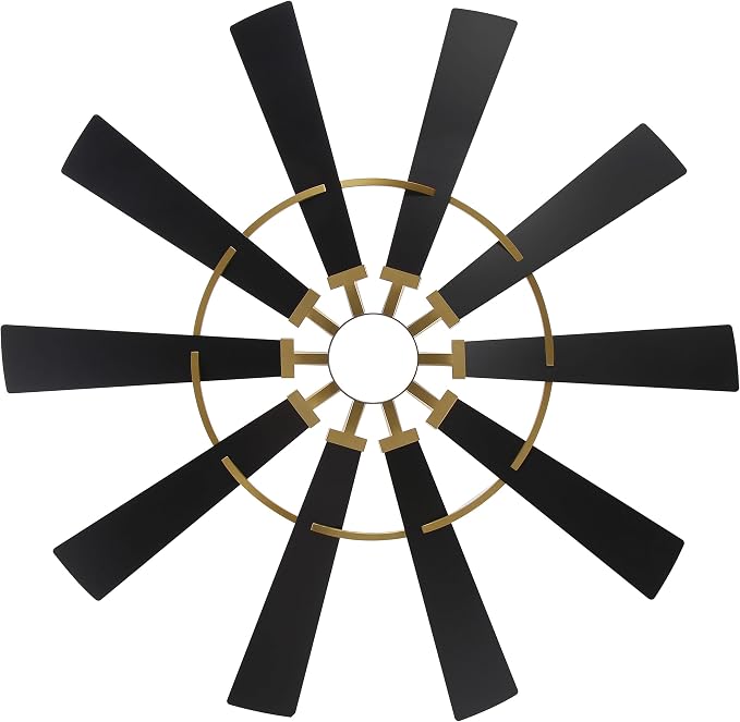 WINGBO 84" Windmill Ceiling Fan with Lights, 3 Downrod, 6-Speed Reversible DC Motor, 3CCT, 10 Blade Indoor Farmhouse DC Ceiling Fans for Kitchen Bedroom Living Room Patio, Aged Brass and Black