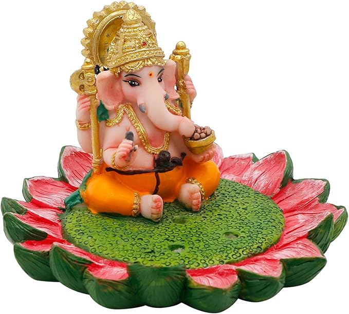 Hindu God Ganesha Idol Statue - 3.8"L Ganesh Incense Burner/Holder India Ganapati Pooja Item Home Office Temple Mandir Shrine Altar Diwali Puja Decor Ideal Gifts for Indian Friend Relative