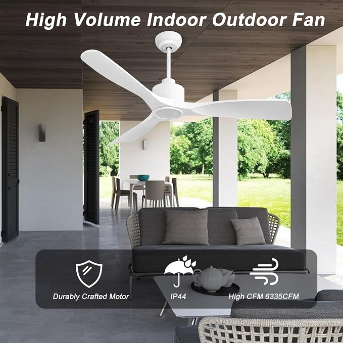 OFANTOP 52 Inch White Modern Smart Ceiling Fan with Light and Remote | High CFM Quiet DC Motor, 3-Color Dimmable Ceiling Fan Light, Reversible Motor, Timer, for Bedroom Living Room Dining Room