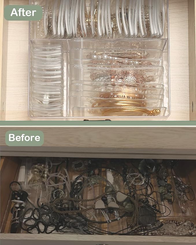 2 Pack 4 In 1 Acrylic Jewelry Organizers and Storage with 120 Portable Anti Tarnish Jewelry Bags, Clear Jewelry Box Organizer, Travel Jewelry Case for Earrings/Rings/Necklaces for Women Girls