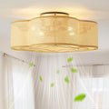 Boho Ceiling Fans with Lights, 20" Low Profile Ceiling Fan with Light Remote Control, Bladeless Flush Mount with 6 Speeds for Bedroom, Nursery, Living Room.