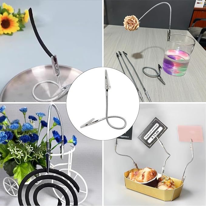 Portable Mosquito Coil Holder Clip Flexible Height Adjustable Metal Incense Stick Stand Holder, Christmas Cards Display Stand Clip for Indoor Outdoor Use Pool Side Patio Deck Camping (10, 11 inch)