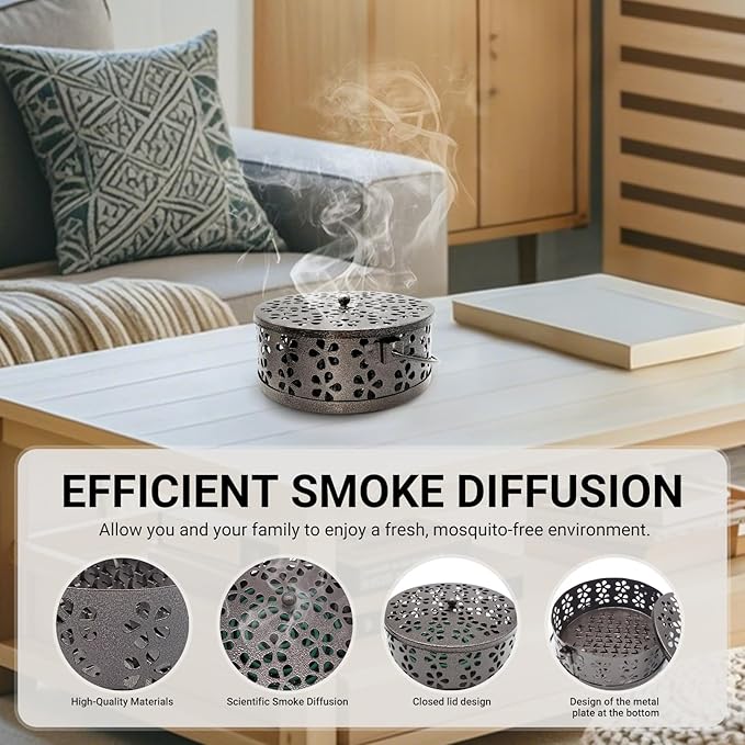 Mosquito Coil Holder, Portable Mosquito Coil Burner, Suitable for Indoor and Outdoor Camping (Bronze)