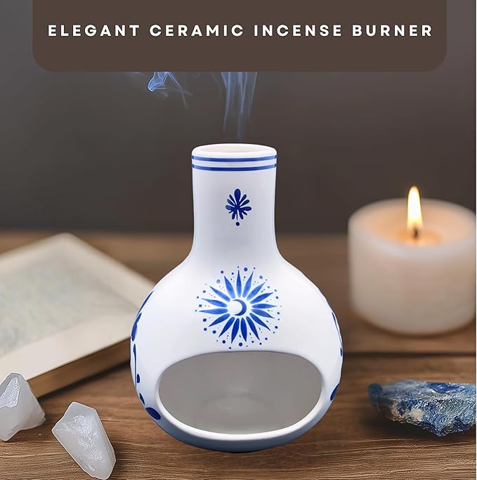 Ceramic Incense Holder – Palo Santo Burner for Sticks, Cones & More – Ash Catcher for Meditation, Altar, and Home Decor (Astralight)
