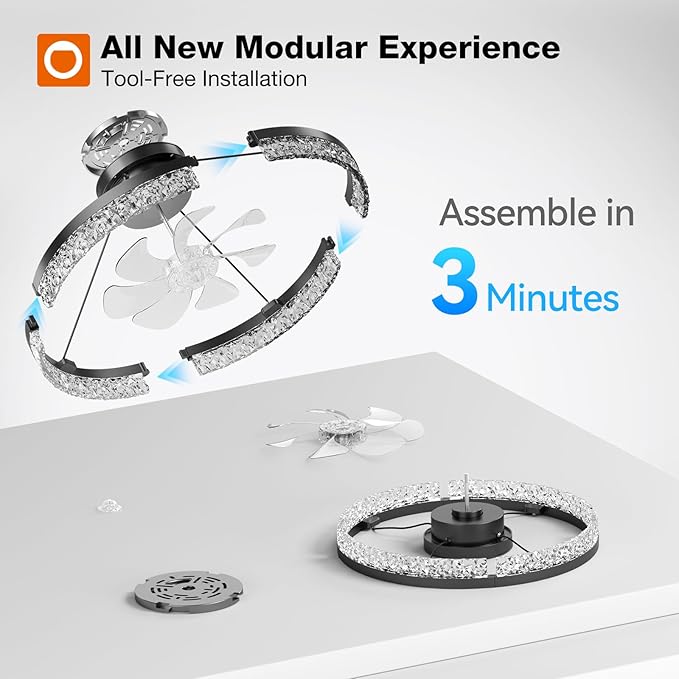 addlon 2 Pack Ceiling Fans with Lights and Remote, 20'' Low Profile Ceiling Fans, 3000-6000K Dimmable Modern Flush Mount LED Fan Light, Fandelier Ceiling Fan for Bedroom, Kitchen, Living Room