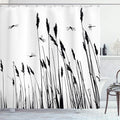 Ambesonne Dragonfly Shower Curtain, Wheat Field Autumn Agriculture Background Nature Harvest Bush Herbs Theme Art, Cloth Fabric Bathroom Decor Set with Hooks, 69" W x 84" L, White Black