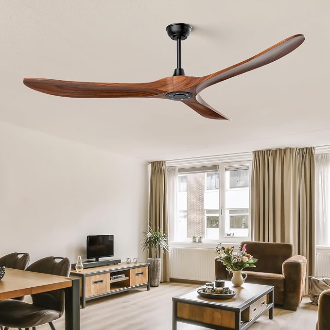 Obabala Ceiling Fan no Light,70 inch Outdoor Ceiling Fan Without Lights for Patios, 3 Blade Solid Wooden Large Propeller Ceiling Fans with Remote for Farmhouse Outside Kitchen Gazebo Indoor
