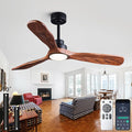52 In Wood Ceiling Fan with Light,Noiseless Reversible DC Motor with Remote | tung walnut wood blades, ultra quiet dc motor, remote control, dimmable 3cct led, indoor outdoor for patio office farmhouse