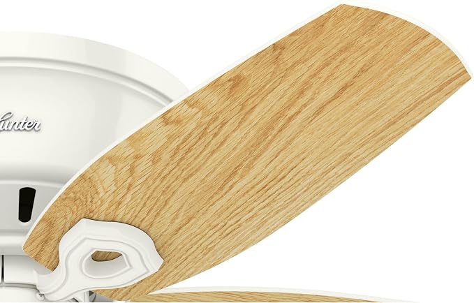 Hunter Builder, Indoor, Ceiling Fan, with LED Lights, 42 inch, Snow White | Low Profile Flush Mount, Pull Chain, 5 Blades, For Bedroom, Living Room, Kitchen, 51090