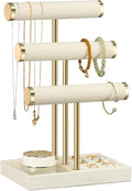 Jewelry Organizer Stand Display, 3 Tier Velvet Bracelet Holder, Beige | Jewelry Organizers and Storage | Jewelry Tree | Jewelry Towers for Necklaces, Bracelets, Earrings, Rings