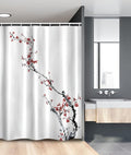 Ambesonne Watercolor Flower Stall Shower Curtain, Sakura Tree Cherry Branches in Classic Style Artwork, Fabric Bathroom Decor Set with Hooks, 54" W x 78" L, Coral Black
