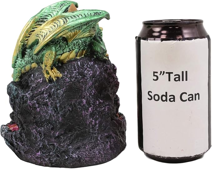 Ebros 5.5" Tall Andromeda Galaxy Wyrmling Dragon On Crystal Geode Rock Backflow Incense Cone Burner Statue with LED Night Light Dungeons Dragons Fantasy Decor Accent