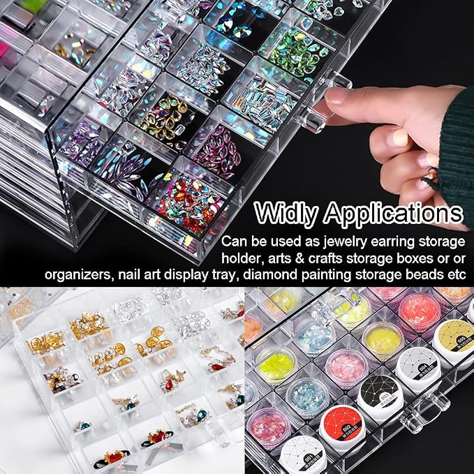 YUFONG Earring Storage Box Organizer, Acrylic Jewelry Storage Box Holder 5 Drawers Transparent Jewelry Display Stand with 120 Small Compartments Gift Boxes for Women Girls (Clear)
