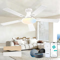 Amico Ceiling Fans with Lights, 52 inch Smart Ceiling Fan with Remote/APP/Alexa Control, Flush Mount, Reversible DC Motor, 5 Blades, 6 Speeds, 3CCT, Dimmable, Noiseless, Bedroom, Living Room, White