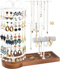 Jewelry Organizer Stand, Metal Rotating Earring Holder Organizer, Multi-Functional Adjustable Necklace Rack Holder Bracelet Watch Holder for Jewelry Earrings Ring