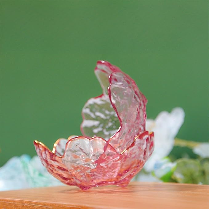 Incense Holder for Sticks, Glass Backflow Incense Burner with 9 Stick Holes, Handmade Cherry Blossom Incense Holder with Ash Catcher for Meditation, Yoga, Home Decor (with Gilt-Edged)