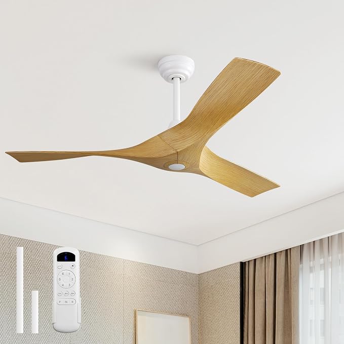 Sofucor 52 Inch Ceiling Fans No Lights, Modern Ceiling Fan with 3 Plastic Blades, 4500CFM 6-Speed 3-Timer Reversible DC Motor, for Bedroom Living Room Patios Office, ETL/FCC