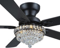 GJeg Crystal Ceiling Fan Fandelier with Lights-Ceiling Fans with Remote Control,Modern Ceiling Fan with Noiseless DC Reversible Motor,Dining Room,Living Room(52" Black)