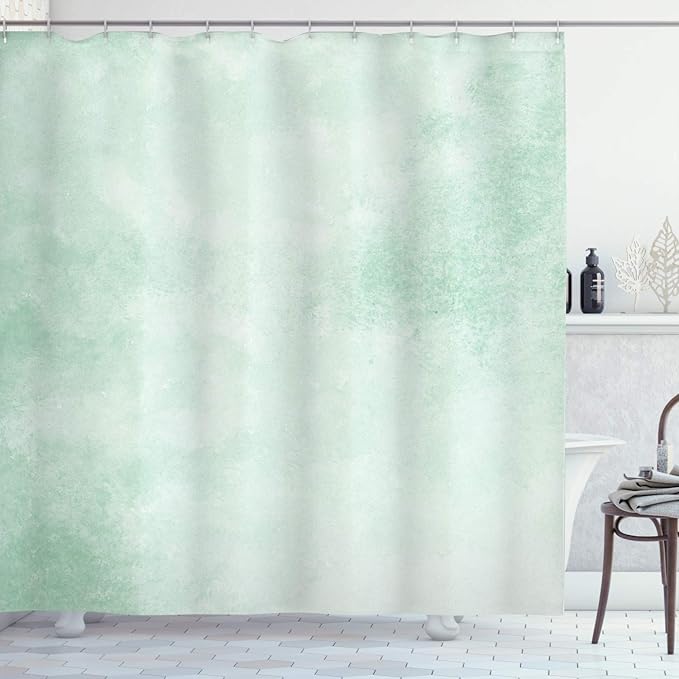 Ambesonne Mint Shower Curtain, Blurry Abstract Background Shady Pastel Toned Modern Watercolor Murky Image, Cloth Fabric Bathroom Decor Set with Hooks, 69" W x 70" L, Almond Green