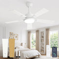 42 Inch Ceiling Fans with Lights and Remote&APP Control, White Smart Ceiling Fan with 3000-6000K Dimmable, 6 Speeds Quiet Reversible Motor, Indoor/Outdoor Ceiling Fan for Bedroom Living Room