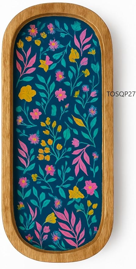 TOSQP27 Incense Burner Holder Ash Catcher for Sticks, Home Incent Burner Wooden Handmade Modern Gift Wood Decor – Floral Resin Art Tray | for Aromatherapy, Meditation, Yoga & Home Fragrance Decorative