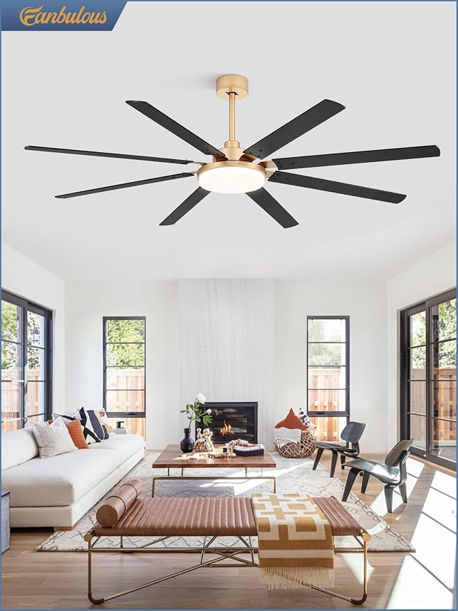 Fanbulous 72 inch Large Ceiling Fans with Lights and Remote, 27 W LED light | Outdoor Ceiling Fan with 8 Blades, 3 CCT, 6 Speed Reversible Quiet DC Motor, Modern Ceiling Fan for Living Room Patio