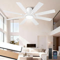 Ceiling Fans with Lights, 54 inch Low Profile Ceiling Fan with Light and Remote Control, Flush Mount Ceiling Fan for Bedroom, Living Room, Reversible, 3CCT, Dimmable, Noiseless DC Motor, White
