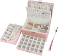 BOOVO Large Jewelry Boxes For Women (rose gold) | 5 Layers Jewelry Organizer Box With Cosmetic Storage Drawer, Necklace Ring Jewelry Organizer Box